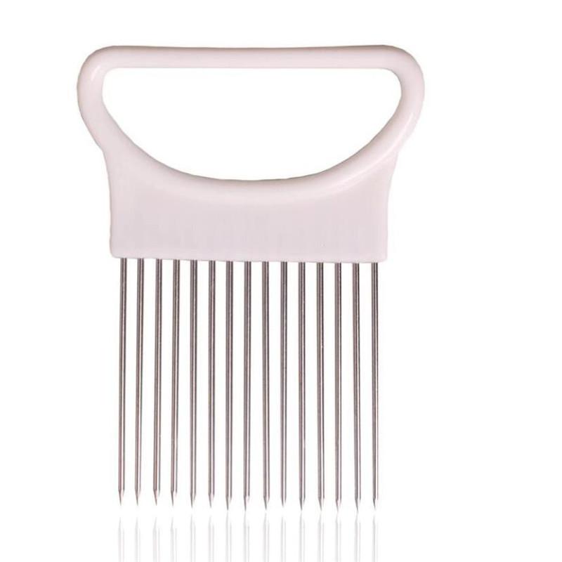 Stainless Steel Onion Cutter Onion Fork Fruit Vegetables Cutter Slicer Tomato Cutter Knife Cutting Safe Aid Holder Kitchen Tools