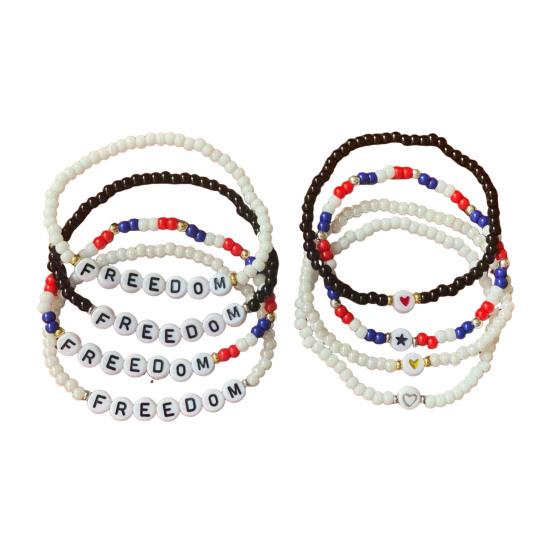 Freedom Bracelets Beaded Memorial Wristband Elastic Turning Point Patriotic Bracelets for Men Women Kids Commemorative Events