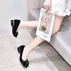 Women's shoes spring new small fragrant wind bow small single shoes black sheepskin rhinestone round head