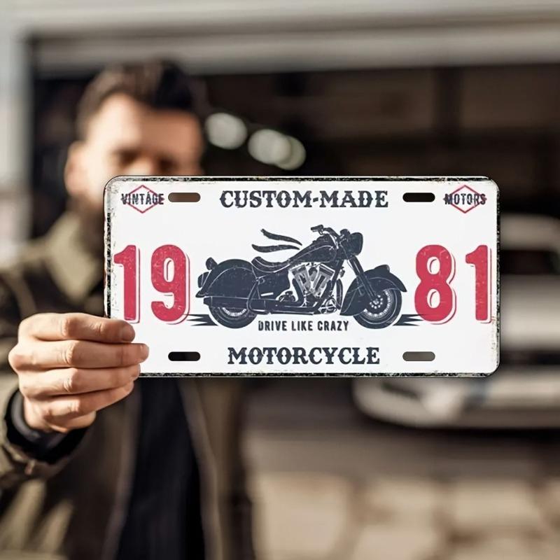 Motorcycle Souvenir License Plate, Metal Auto Wall Decor 15x30cm