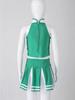 2Pcs Kids Girls School Uniform Cheerleading Dance Clothes Zippered Tops with Pleated Skirt Set