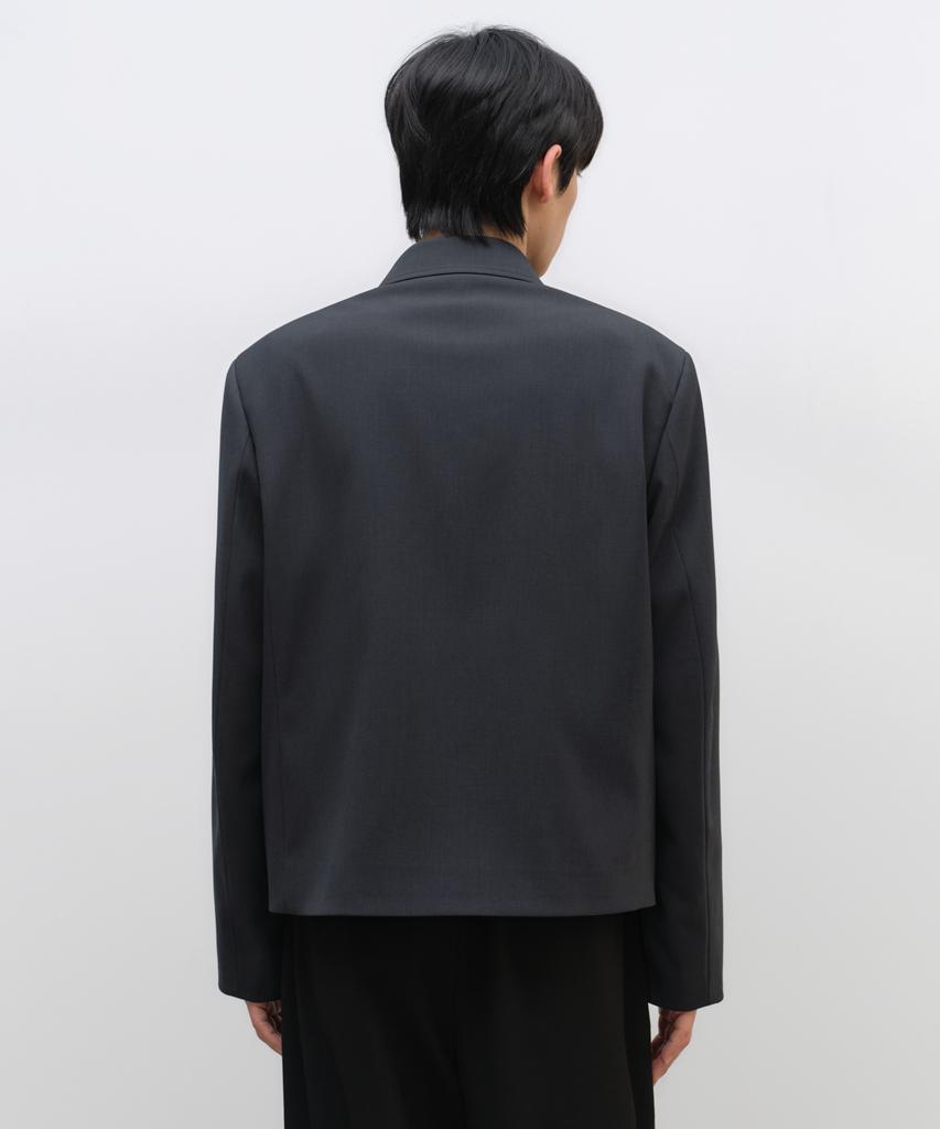 Musinsa Standard Woolish Over-Shoulder Minimal Jacket [Navy]
