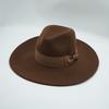 Maillard Style Autumn And Winter Brown Camel British Retro European And American Wool Woolen Men'S And Women'S Big Brim Wide Brim Jazz Top Hat