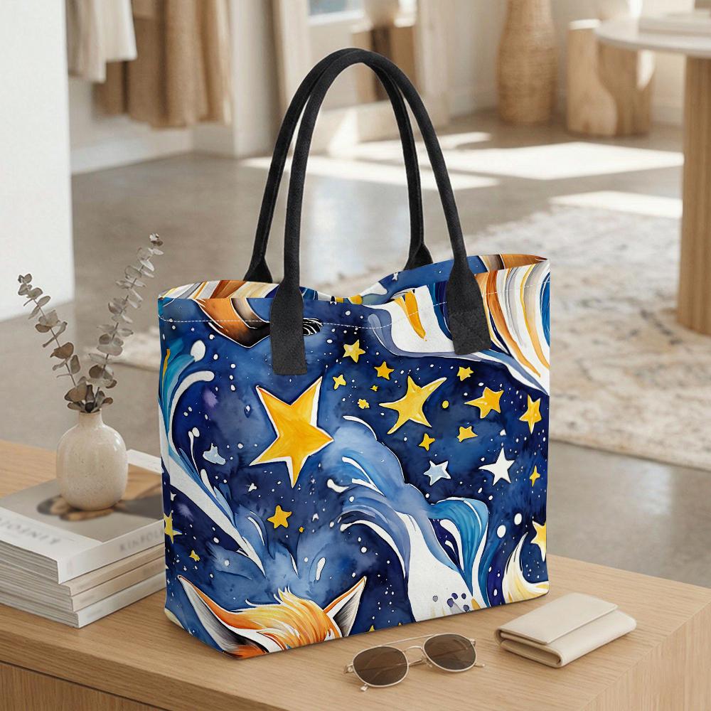  Watercolor Starry Large Capacity Tote Bag Fashion Casual Daily Shoulder Bag