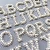 Non-woven Letter Patches Resin Rhinestone Accents Alphabet Appliques Pearl Embellished Adhesive Backing Tape Bag Decoration