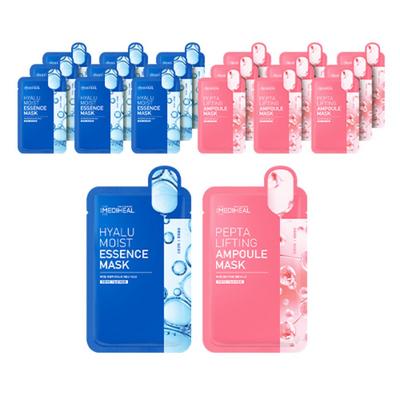 Hyalu Moist Essence Mask + Pepta Lifting Ampoule Mask, 20 Sheets, 1 Set