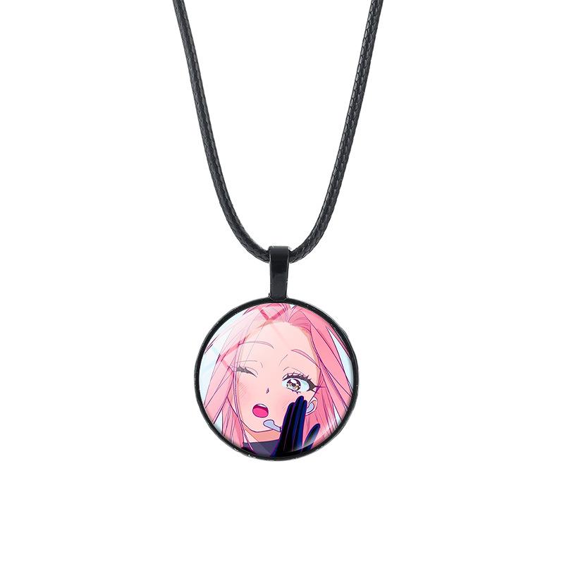 Alien Stage Anime Pendant Necklace with Time Gem on Black Rope Chain