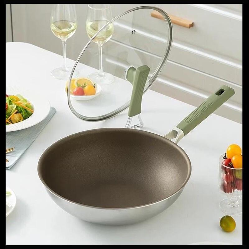 ZISIZ Healthy Titanium Wok with Double-Sided Screen