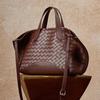 Leather Design Woven Tote Bag Women'S Commuter Versatile Large-Capacity Portable Oblique Span Bag