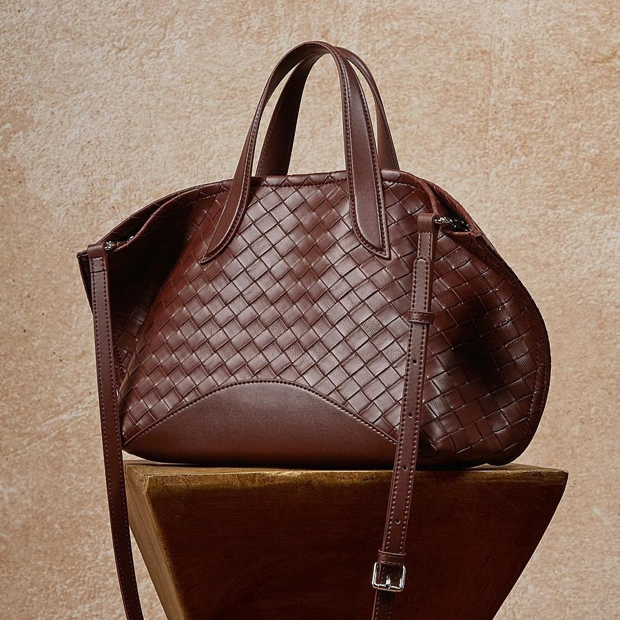 Leather Design Woven Tote Bag Women'S Commuter Versatile Large-Capacity Portable Oblique Span Bag