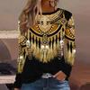 Summer new fashion women's casual long-sleeved printed T-shirt