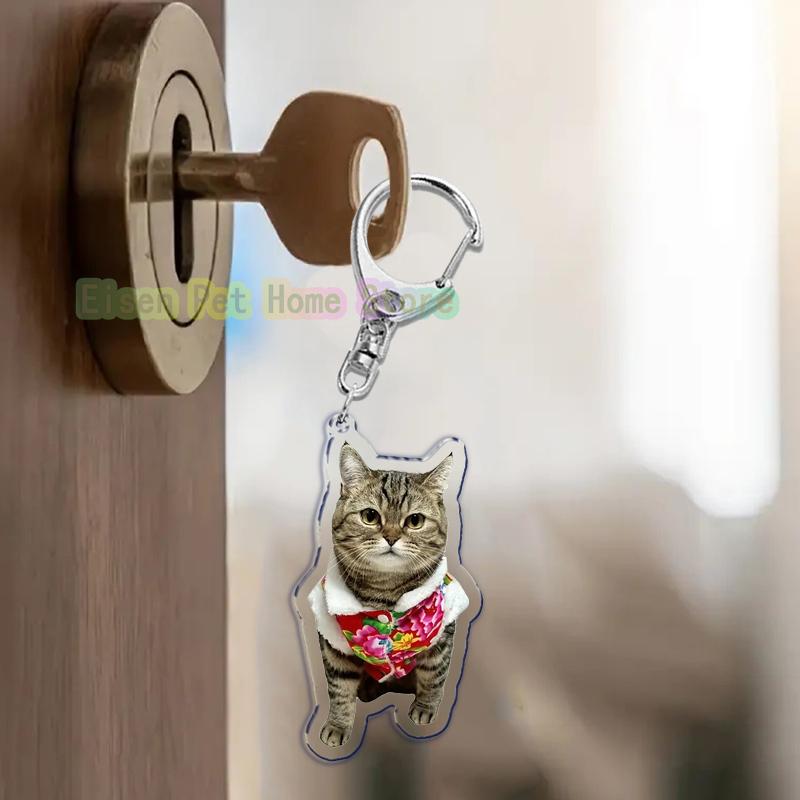Funny Cat Key Chain Keychains Ring for Accessories Bag Pendant Keyring Jewelry Cute Animal Pet Llaveros Friends Gifts Cool Cats