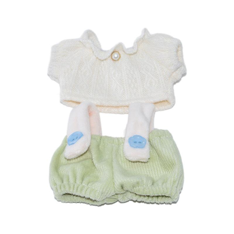 10cm Cotton Doll Clothes - T-shirt & Overalls Set for Plush Toy with Starfish or Normal Body, Universal Replacement.