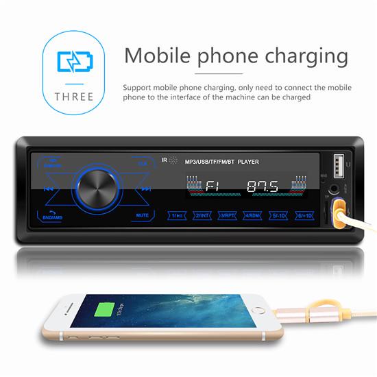Único 1 Din Som Automotivo MP3 Player No Painel Bluetooth Aux-In Rádio Unidade Principal Botões de Toque