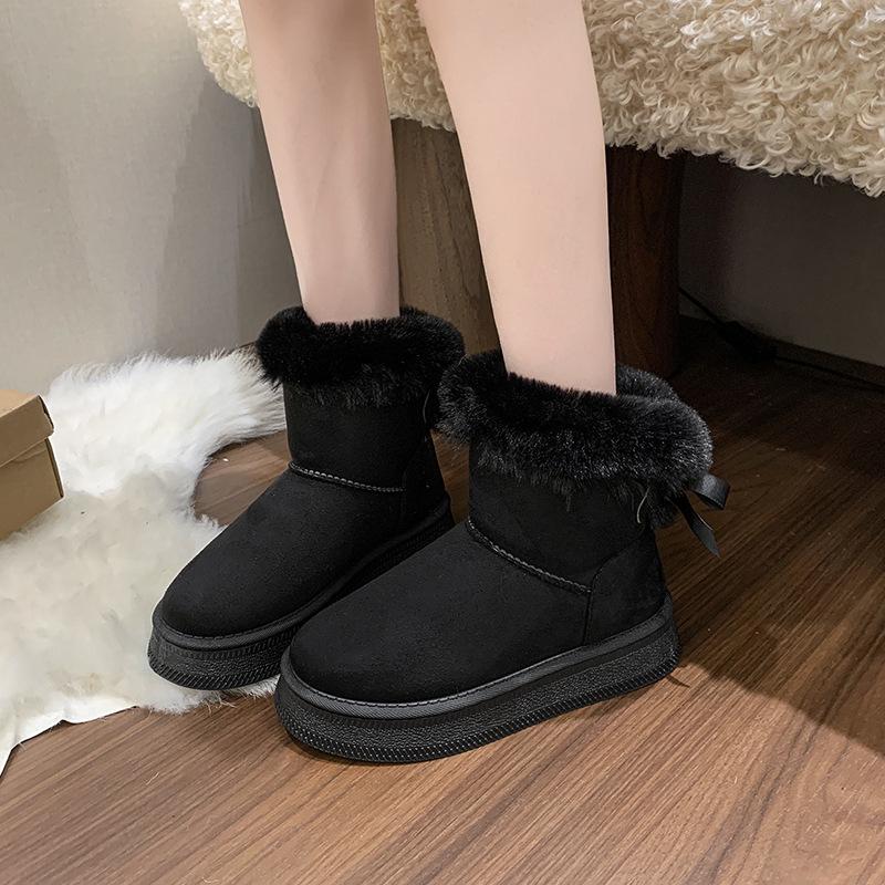 Plus Size Snow Boots Women's 2025 Winter New Casual Fur Warm Wear Platform Cotton Boots