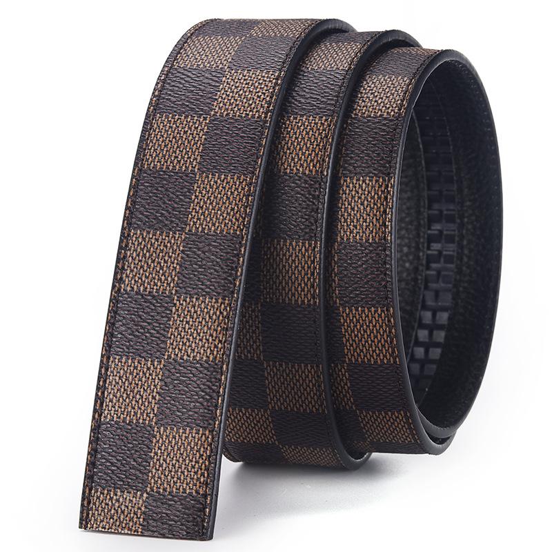 Headless Men's 3.5cm Leather Belt Strap with Automatic Buckle-Free Design
