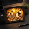 Modern Holiday Home Accents Ghost Photo Frame Lamp, Halloween Lighted Shadow Box, Seasonal Shelf Gothic Skeleton Table Centerpiece for Bedroom Living