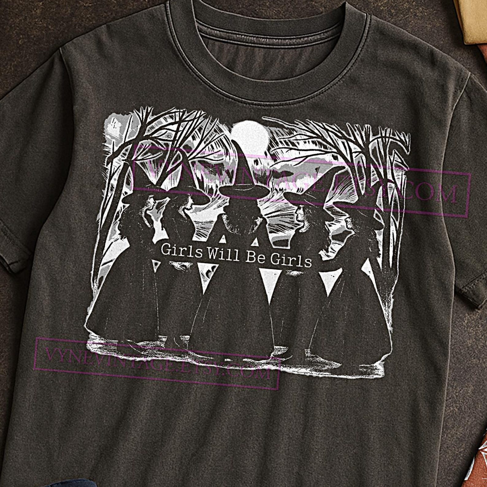 Girls Will Be Girls Witches Halloween Shirt, Funny Spooky Season Tee, Retro Witchy Graphic Tee, Fall Group Shirt, Best Friend Gift S