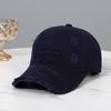 Ripped Baseball Cap Female Alphabet Embroidery Washed Cotton Cap Small Face Wide Brim Soft Top Sun Hat