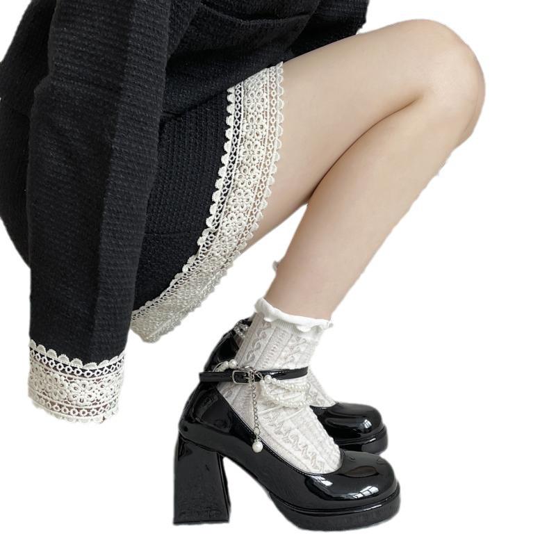 High-heeled Small Leather Shoes Women's Spring 2025 New White French Wedding Shoes Retro Thick-heeled Thick-soled Raised Mary Jane Shoes