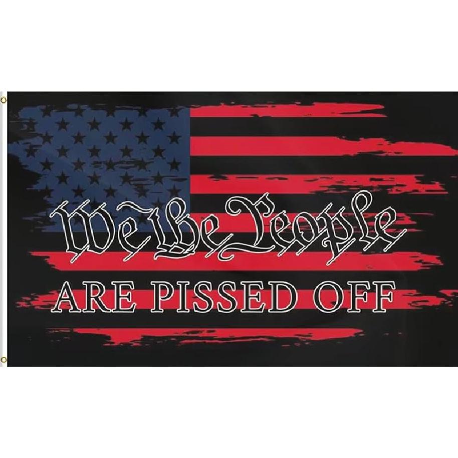 

Флаг We The People are Pissed Off 2x3 фута, Патриотическая Свобода Американские Флаги с 2 латунными люверсами, Прочный, с двойной прострочкой и из премиального полиэстера. Black 2x3