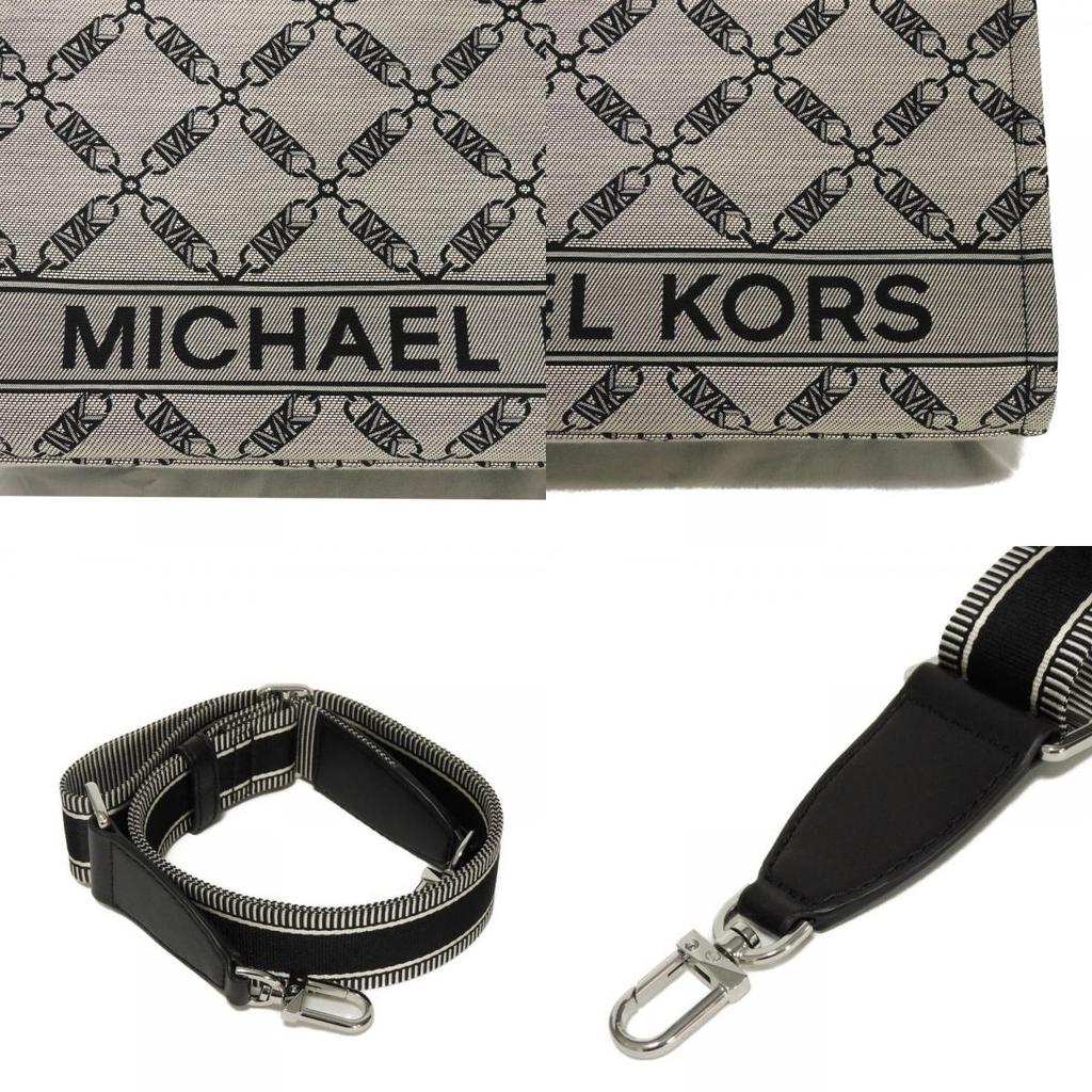 Used 11974 Gigi Empire Logo Large Tote 30S3G3GT3J 7924 Black 2-Way Shoulder Bag MK Jacquard Natural Unisex from Japan