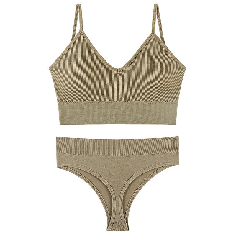 Women's French Wire-Free Push-Up Bra and Panty Set, Plus Size, Sexy Triangle Cup, Beautiful Back Design.