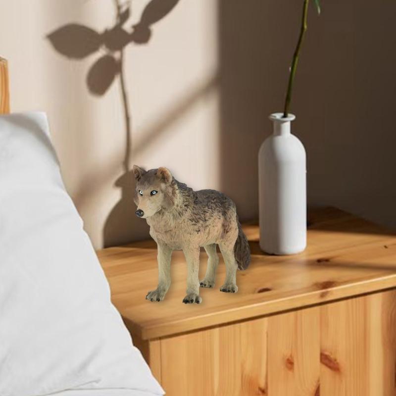 Realistic Wolf Figure Toy Educational Model Simulation Animal For Children And Collectors In Cyan Or Gray Plastic