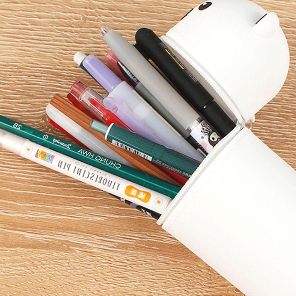 Silicone Cartoon Bear Pencil Case Soft Stationery Box Round Pencil Holder Pencil Pouch  Student