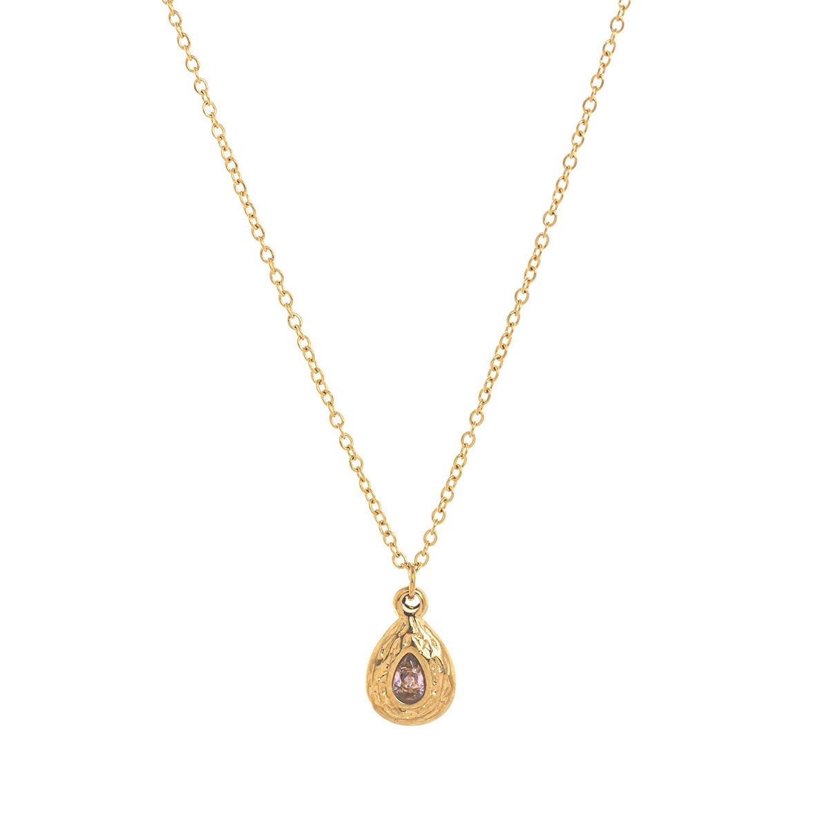 Titanium Steel December Birthstone Geometric Pendant Necklace