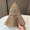 Fisherman Hat Three-Dimensional Flower Decoration Summer Sun Hat Hollow Crochet Large Brim Sun Protection Hat