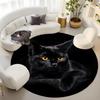 Black Cat  Pattern Round Shape Floor Mats Kitchen Hallway Runner Rug Bedroom Living Room Soft Carpet Non-slip Area Rug