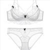 French Women's Sexy Bra Lace Bow Contrast Color Beautiful Breasts Big Breasts Small Thin Underwear Set