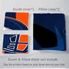 3 pz Denver Broncos Casco & Logo Cavallo Bronco Strisce Arancioni Decorazione per la Casa Set Biancheria da Letto-Tuta Universale a Tre Pezzi per Camera da Letto, Camera degli Ospiti, Soggiorno