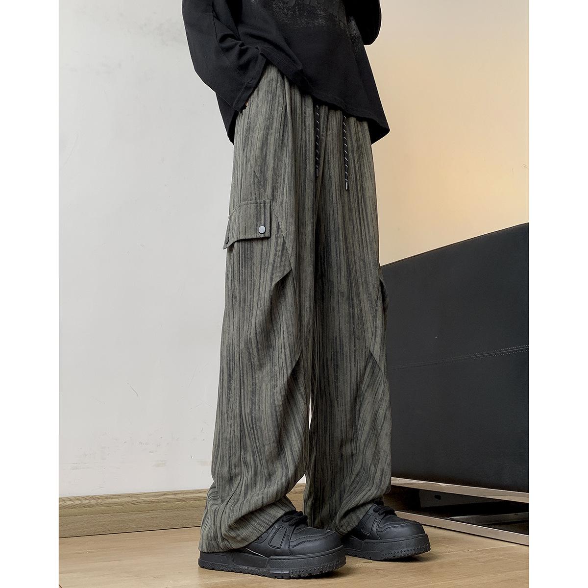 

Мужские винтажные осенние вельветовые рабочие брюки - Уличный стиль, Прямые широкие штанины, Повседневный вид 2XL армия зеленый