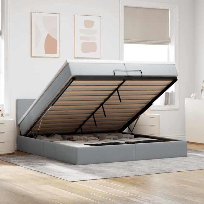 VidaXL Ottoman Bed Frames and Mattress Light Grey 200x200cm Fabric 3312250