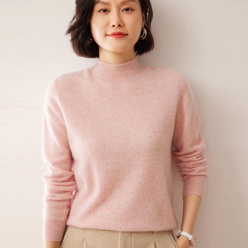Women's Solid Color Cashmere Turtleneck Sweater - Autumn/Winter Base Layer Pullover
