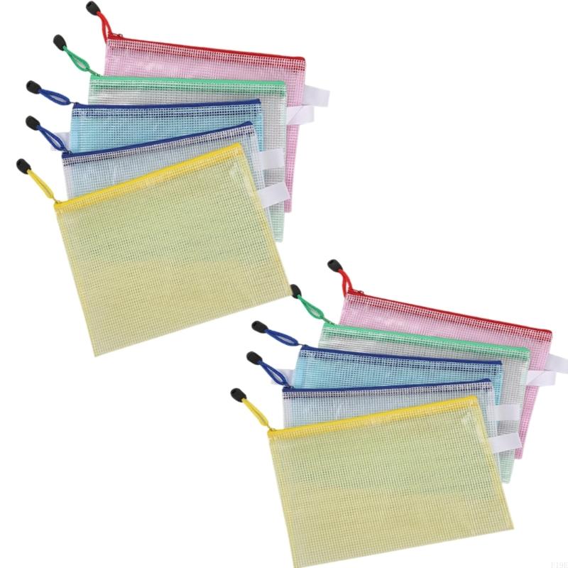 10 Pcs B4 Document Organizers File Folders Receipt Storage Bag Document Bag Zip Bag for Student Teacher F19E