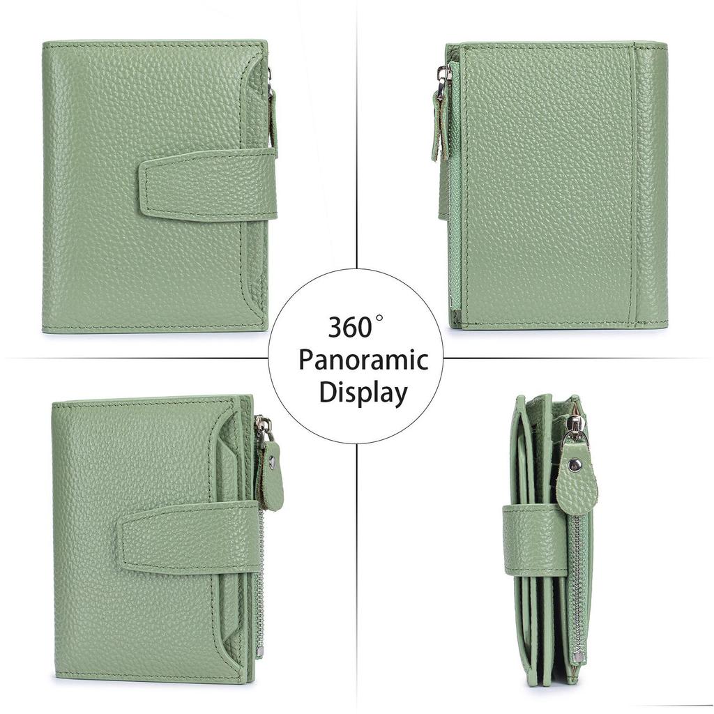 Damski portfel ze skóry naturalnej z blokadą RFID, z portmonetką i uchwytem na karty