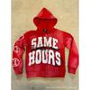 Vintage Letter Patch Print Hooded Cardigan Loose Fit Streetwear Women