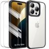 Protective Case - Unspecified - Iphone 16 Pro Max - Black Silicone - Transparent Pc Back - 2 Tempered Glasses