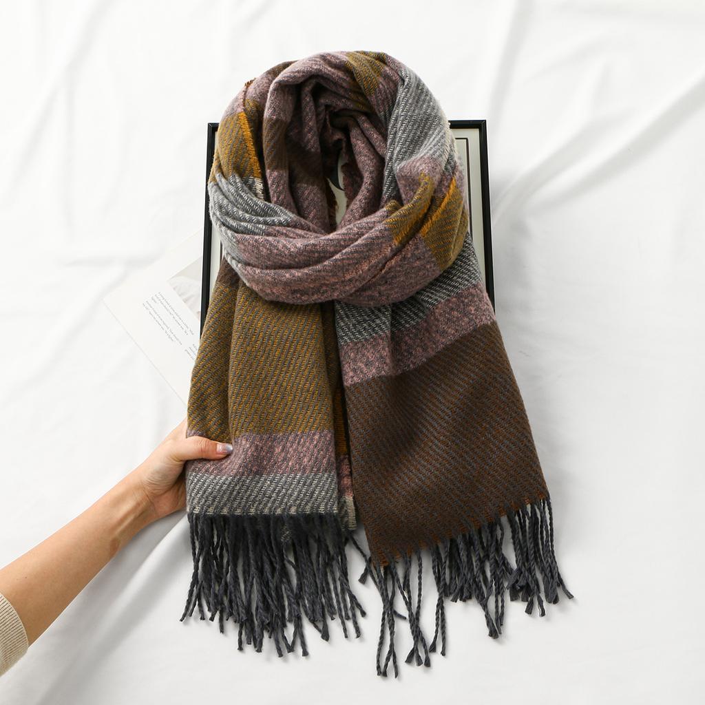 Warm Cashmere Blanket Women Travel Winter Scarf Fashion Plaid Pashmina Thick Shawl Wraps With Tassel Casual Bufanda Poncho New