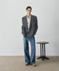 Draw Fit Herringbone Tailored Double Blazer [Grey]