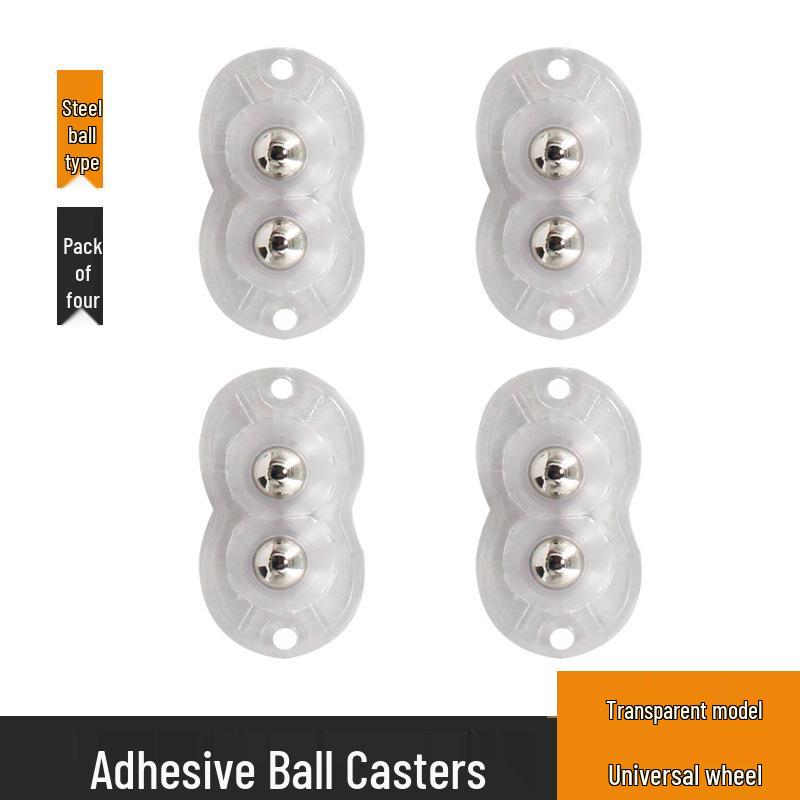 Silent Nylon Ball Bearing Casters - No-Drill Universal Steel Furniture Wheels