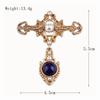 Retro Baroque Cross Openwork Pearl Brooch Pin Exquisite Sapphire Pendant Coat Collar Brooch Corsage Pin for Women
