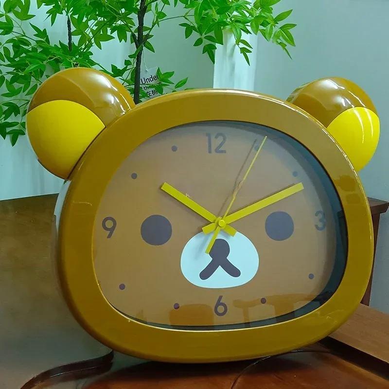 

Personalized Wall Mounted Clock Cute Relaxed Bear Wall Clock Mute Seconds Quartz Clock Cartoon Bedside Room Household Decoration 38x30cm