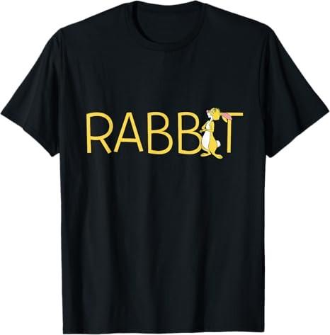 Winnie The Pooh Rabbit Lettering Black TShirt S