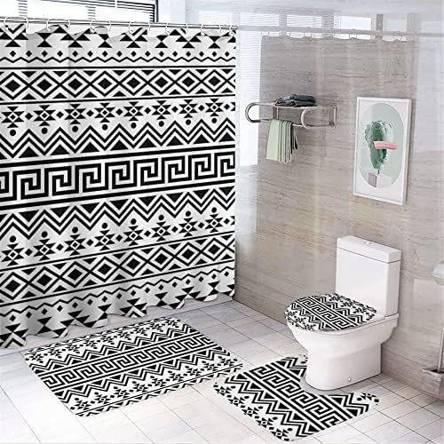 Flower Watercolor Field Flower Shower Curtain With 4 Pieces Absorbent Bathroom Mat Bathroom Curtain With Soft Bath Wheel U-Shaped Mat
