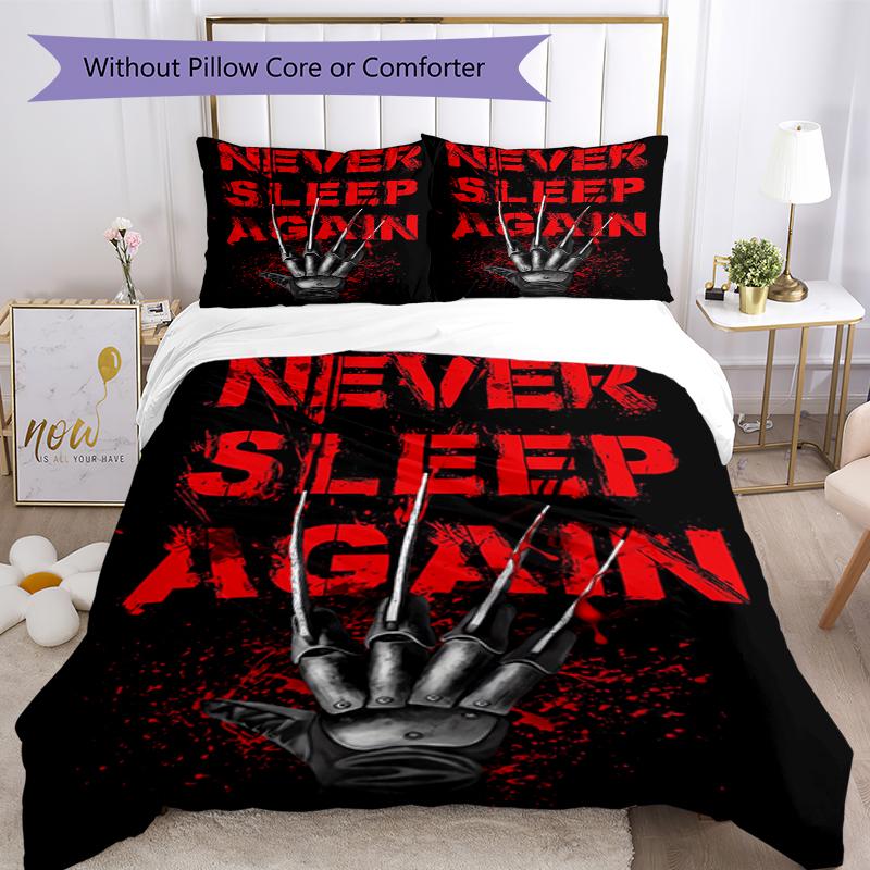 3pcs Halloween horror Bedding Set Duvet Cover Closure Includes 1 Duvet Cover & 2 Pillowcases, Soft and Comfortable for All Seasons.