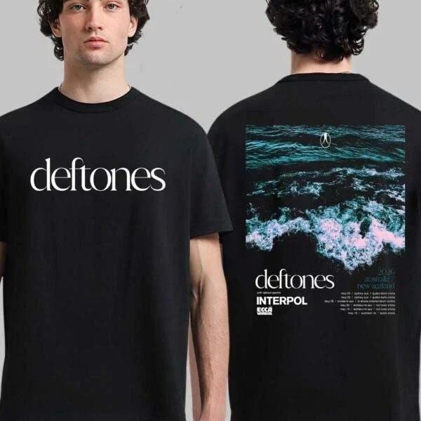 Deftones 2026 Австралия Новая Зеландия Тур Футболка Двусторонняя Унисекс Футболка XL